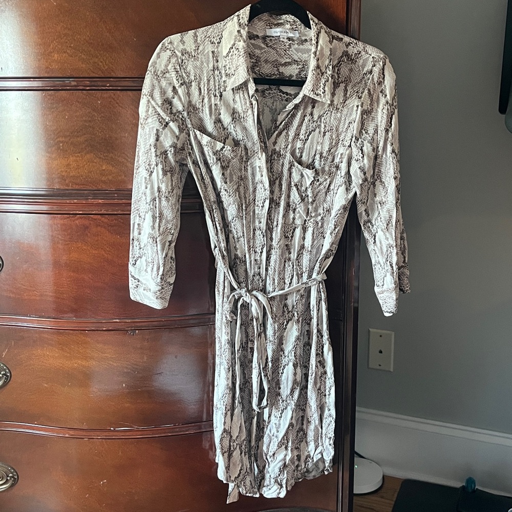 Olivaceous Snake Print Shirt Dress